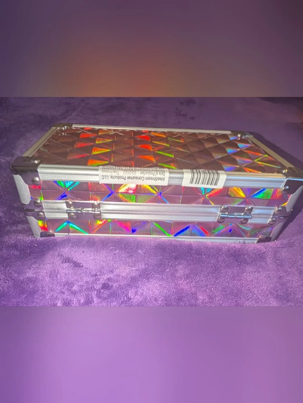 Vaultz Locking Supply Box Pink Holographic 3D Geometric Pencil Case Deadstock NW